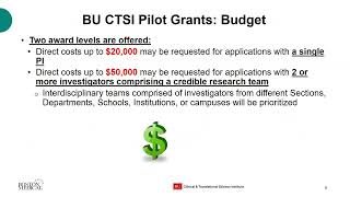 BU CTSI Integrated Pilot Grant Program  Overview [upl. by Spatz812]