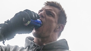 Gronk Makes OneHanded Beer Catch During Patriots Super Bowl Parade Gets HAMMERED [upl. by Beka]