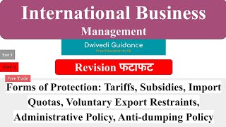 5  Tariff subsidy Non Tariff barriers Anti dumping policy Quotas Embargoes free Trade IBM [upl. by Ayomat]