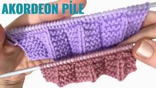 Akordeon Pile Örgü Modeli Yapımı  İki Şiş Örgü Modelleri  Knitting Patterns [upl. by Desberg]