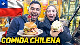 Probando COMIDA CALLEJERA y TIPICA de CHILE🇨🇱 por primera vez [upl. by Lorita]