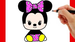 HOW TO DRAW MINNIE MOUSE EASY STEP BY STEP [upl. by Dibbell404]