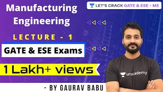 L1 Introduction  Manufacturing Engineering  GATE amp ESE Exam  Gaurav Babu [upl. by Irina908]