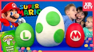 KidCity Opens Super Mario PlayDoh Surprise Eggs [upl. by Alaik]