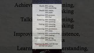 Pareto principle in life motivation successminset mindset personaldevelopment shorts viral [upl. by Aekin]