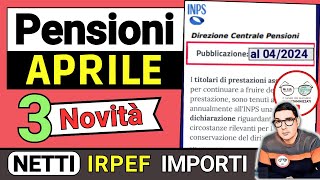 PENSIONI APRILE 2024 ➡ NOVITà E ANTEPRIMA IMPORTI CEDOLINI ARRIVATI PER CHI IRPEF AUMENTI CONGUAGLI [upl. by Aicac39]