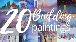 20 Building Paintings  Acrylic Painting Tutorials for Beginners [upl. by Kcirrej]