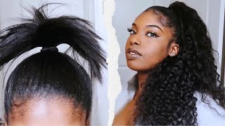 SLEEK Ponytail On NATURAL Hair With Weave [upl. by Eidnam]