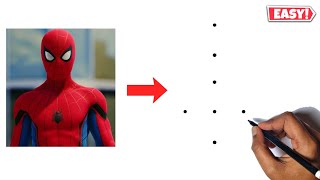 How To Draw SpiderMan  Drawing from Dots  VERY EASY [upl. by Eeralav759]