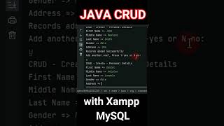 JAVA CRUD using IntelliJ with Xampp MySQL short shorts [upl. by Ardnusal]