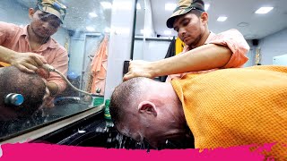 The ULTIMATE Indian HAIRCUT EXPERIENCE 50 in Kozhikode  Full Shave amp Massage  Kerala India [upl. by Nellad]