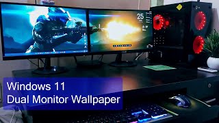 Windows 11 Dual Monitor Wallpaper Setup  Dual Monitor Singel Wallpaper [upl. by Ayrotal128]