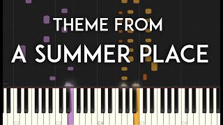 Theme from A Summer Place Synthesia Piano Tutorial  sheet music [upl. by Tedi]