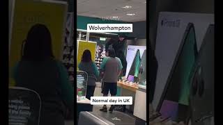 Wolverhampton UK  EE Store iPhone  Theft Attempt  Guy Try’s Kicking Device From Stand 🇬🇧 [upl. by Nedyrb870]