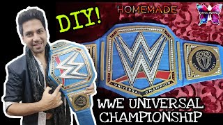 How To Make WWE Universal Championship Title Belt At Home  Blue Belt  Diy WWE Belts  Tutorial [upl. by Matheny]