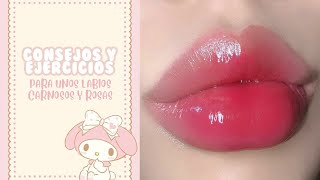 CÓMO TENER LABIOS RELLENOS CARNOSOS Y ROSADOS  Masajes para aumentar de tamaño 👄💗  softly [upl. by Airrehs]