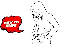 How to Draw a Hoodie on a person  Person wearing Hoodie Drawing [upl. by Nifares]