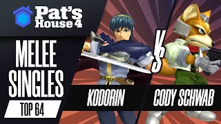 KoDoRiN vs Cody Schwab  Pats House 4  Melee Singles  Winners Quarters [upl. by Schulman]