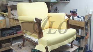 HOW TO REUPHOLSTER THE ARM AND BACK Of A CHAIR  ALO Upholstery [upl. by Ocirrej]