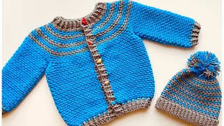 Cómo tejer Chambrita o Chaquetita a crochet o ganchillo para niños paso a paso CROCHET FOR BABY [upl. by Ahsenid]