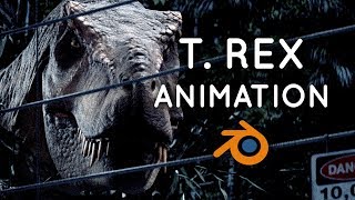 Jurassic Park T rex Animation  VFX Breakdown  Blender 280 [upl. by Eitac]