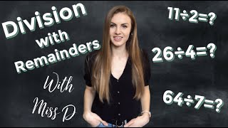 Introduction to DIVISION with REMAINDERS 2 digit division problems Interactive lesson with Miss D [upl. by Eikcid]