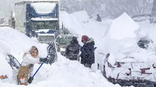 Japan Paralyzed Abnormal Snow Storm in Sapporo Hokkaido Feb 07 2022 [upl. by Enehs]