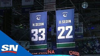 Vancouver Canucks Retire Daniel And Henrik Sedins Jerseys  FULL Ceremony [upl. by Chilcote271]