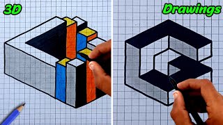 3D Drawings on Graph Paper for Beginners Step by Step [upl. by Barcus541]