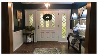 Foyer Makeover 🏡 70s House Entryway Makeover  Sherwin Williams Downy amp Dark Night [upl. by Agnesse]