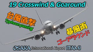 台風9号直撃 伊丹空港 パイロットの着陸技 ゴーアラウンド 暴風横風19連発｜4K Osaka ITAMI Airport Typhoon No9 Crosswind  Goaround [upl. by Liddie]