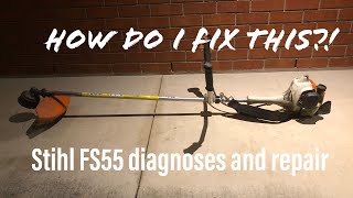 Broken won’t start Stihl FS55 gas trimmer diagnoses and fix [upl. by Asyal937]