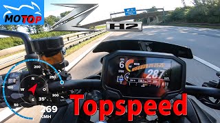 Kawasaki Z H2 2020  TOPSPEED on AUTOBAHN  GPS 269kmh [upl. by Wyn]