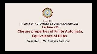 Theory of Automata amp Formal Languages Closure Properties of Finite Automata Equivalence Of DFAs [upl. by Romonda]