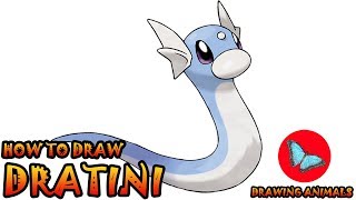 How To Draw Dratini Pokemon  Drawing Animals [upl. by Gillian]