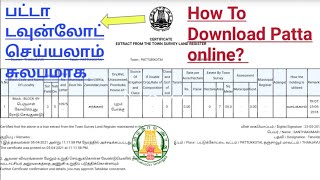 How to view Patta Chitta OnlinePatta online apply tamilnadu [upl. by Nivonod]