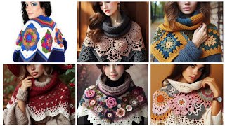 latest most demanding crochet knit caplets Shawl  embroidered pattern crochetdesigns [upl. by Maury]