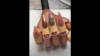 Beginner Acrylic Nail  Fall Inspired Full Set Nail Art and Pricing [upl. by Easter]