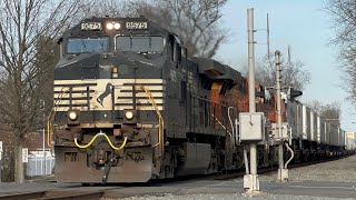 NS 9575 leads NS 23G through Manville NJ with 2 BNSFs trailing 3292023 [upl. by Pepin]