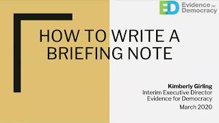 Webinar How to write a briefing note [upl. by Ydda]