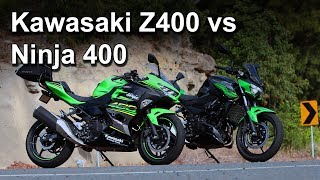 Kawasaki Z400 vs Ninja 400  Tested amp Reviewed [upl. by Tteve]