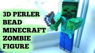 3D Perler Bead Minecraft Zombie Figure FULL TUTORIAL [upl. by Lechar]