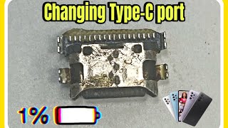 Replacing the charging port on a Samsung phone with limited capabilities  changing typec ports [upl. by Roach]