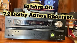 How to Bi Wire on Av Receiver onkyo TXNR636 Dolby Atmos [upl. by Champagne90]