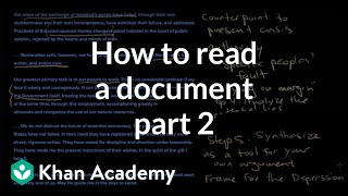 How to read a document part 2  The historians toolkit  US History  Khan Academy [upl. by Noremak]