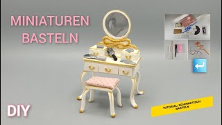 Tutorial MiniSchminktisch basteln  DIY how to craft a miniature dressing table [upl. by Gautier173]