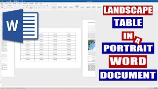 How to put a LANDSCAPE table in Word  Change one page to landscape [upl. by Amlus836]