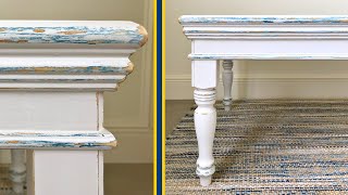 EASY DIY White amp Blue Distressed Chalk Paint Furniture Makeover [upl. by Adah213]