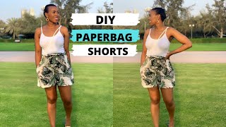 HOW TO MAKE THE PERFECT PAPERBAG SUMMER SHORTS WITH POCKETS  DIY HIGH WAIST PAPERBAG SHORTS [upl. by Halet318]