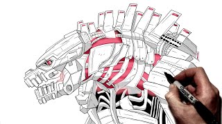 How To Draw Mechagodzilla  Step By Step  Godzilla vs Kong [upl. by Seely359]